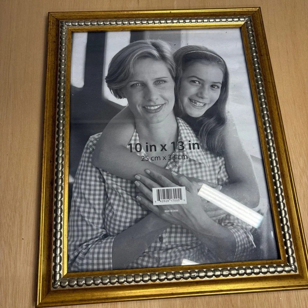 Gold and Silver Beaded Picture Frame 10x13 Traditional Metallic Wall Decor